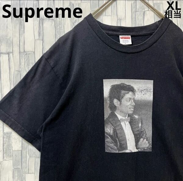 Supreme シュプリーム 2017 17SS マイケルジャクソン 半袖 Tシャツ デカロゴ ビッグロゴ サイズL USA製 ブラック 送料無料