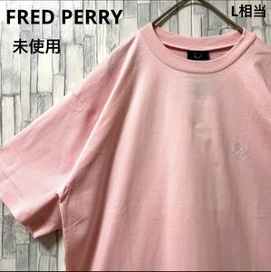 FRED PERRY Fred Perry short sleeves T-shirt size M pink simple Logo one Point Logo embroidery Logo tag attaching unused free shipping 