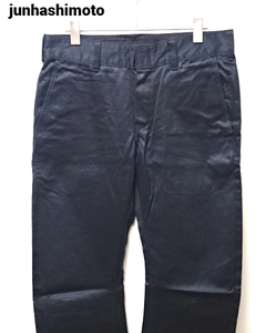 2 ¥21,000[junhashimoto CHINO PANTS 11S PNT028 CTT03 NAVY Jun - si Moto banana Silhouette брюки из твила брюки-чинос широкий хлопок ]