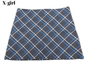 2 未使用【X-girl スカート チェック Grey グレーチェック エックスガール スカート XG0499 Gray】