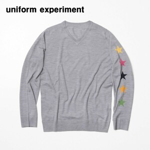 4【uniform experiment COLOR CHART FIVE STAR V NECK KNIT ユニフォーム エクスペリメント ファイブ スター Vネックニット セーター】