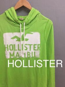  Hollister HOLLISTER long T hood long sleeve print light green lady's L size!*&