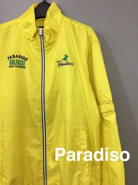 パラディーゾ Paradiso ゴルフ ブリジストン ウインドジャケット 2WAY イエロー メンズ Mサイズ ～▽&