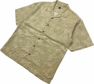 Tommy Bahama ☆ ベーシック シルク 半袖シャツ アロハシャツ ハワイアンシャツ ベージュ L アメカジ リゾート 古着 トミーバハマ■S2405