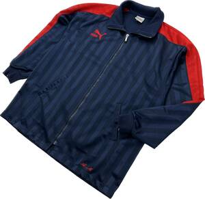 PUMA ☆ 定番 両面ロゴ◎ ジャージ ジャケット ネイビー レッド S-M サイズ スポーツ トレーニング リラックス 部屋着 人気 プーマ■C329