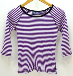 # St. James SAINT JAMES bis France made border long sleeve cut and sewn thin lady's purple × white S corresponding #EE