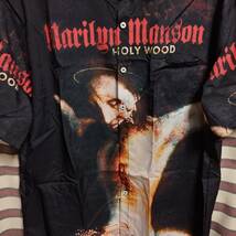 海外直輸入品★マリリンマンソン Marilyn Manson 『Holy Wood/ホーリーウッド』アルバムプリント 半袖シャツ【Lサイズ】 総柄 バンドT_画像3