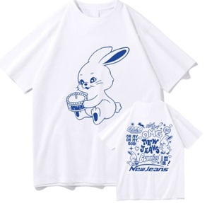 【新品/送料無料】NewJeans/ニュージーンズ 両面プリントTシャツ　白色【 Mサイズ 】直輸入品 K-POP トッキ TOKKI FLUFFY TWICE IVE