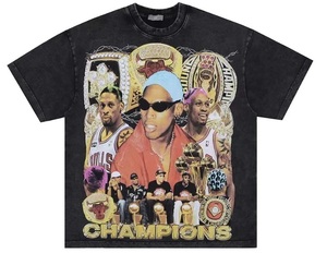 希少柄◇デニス ロッドマン Tシャツ 送料無料 Dennis Rodman Vintage type RAP Tee オーバーサイズ NBA シカゴブルズ ビンテージ風 90's