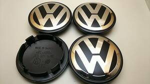 VW フォルクスワーゲン ホイールキャップ 70mm 黒銀 4つ ティグアン パサート アップ タイプⅱ アルテオン シロッコ シャラン トゥアレグ