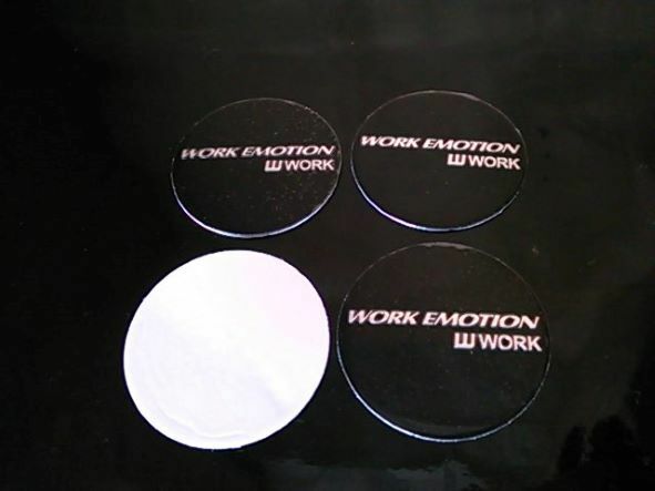 WORK Emotion 45mm 黒銀 4コ 平面ステッカー ホイールキャップ プリウス アルファード ハイエース ヴェルファイア ランクル クラウン