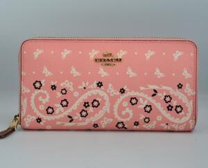 コーチ　COACH　ラウンドファスナー　長財布　F59063　PVC　ピンク