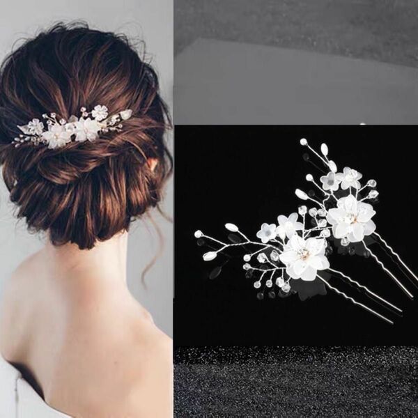 ヘアピン　結婚式　ヘアコーム　ヘッドドレス　ヘアアクセサリー　髪飾り