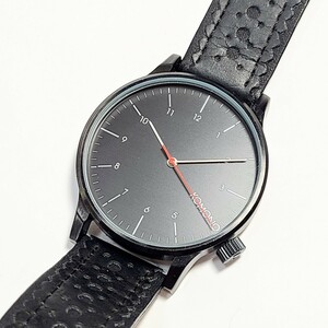 MT157LL KOMONO コモノ JET BLACK WINSTON BROGUE WATCH クォーツ腕時計 アナログ レザー ベルト ブラック リストウォッチ メンズ腕時計 