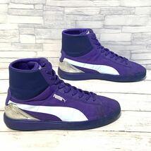 R4617bh【PUMA atmosプーマ アトモス】26.5cm スニーカー パープル メンズ 靴 FUTURE SUEDE MID LITE METALLIC RT ハイカットシューズ_画像3