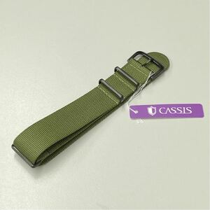 時計ベルト ナイロンベルト CASSIS カシス 22mm #141.601B 072 022 NATOベルト 替ベルト 交換ベルト カーキ