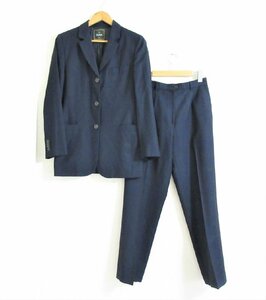 美品 ISAIA イザイア SUPER120’S 3B テーラードジャケット×スラックスパンツ シングルスーツ セットアップ レディース 42 ネイビー