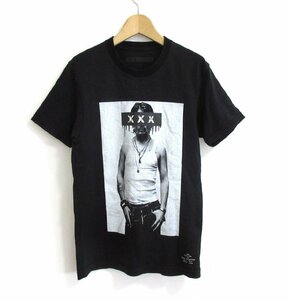 美品 2016-17 GOD SELECTION XXX ゴッドセレクショントリプルエックス プリント クルーネック 半袖 Tシャツ カットソー S ブラック 091