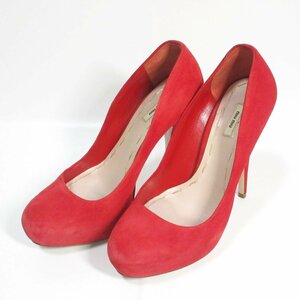  beautiful goods Miu Miu MiuMiu suede high heel pumps 36 approximately 23cm red 803