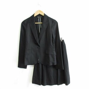 beautiful goods INDIVI Indivi stretch single tailored jacket × flair skirt single suit setup 36/38 black 