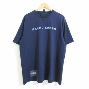 美品 21SS MARC JACOBS マークジェイコブス THE BIG T-SHIRT ロゴ刺繍 クルーネック 半袖 Tシャツ カットソー O/S ネイビー