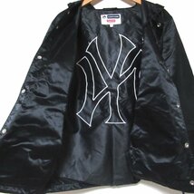 ほぼ美品 15SS Supreme シュプリーム MAJESTIC NY Yankees satin Hooded Coaches JACKET サテン フーディー コーチジャケット S ブラック_画像4