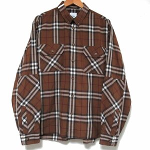 美品 BURBERRY バーバリーロンドンイングランド ノバチェック柄 長袖 BDシャツ ボタンダウンシャツ LGサイズ 180/100A ブラウン系