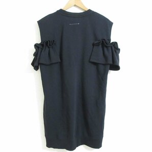 美品 21SS MM6 エムエムシックス Maison Margiela メゾンマルジェラ フリルミニドレス ひざ上丈 スウェット ワンピース S ブラックの画像2