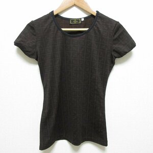  beautiful goods FENDI Fendi Vintage Zucca pattern stretch short sleeves crew neck T-shirt cut and sewn size 40 brown group 