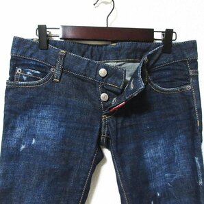 美品 DSQUARED2 ディースクエアード Pat jean ダメージ加工 ロールアップ クロップド デニムパンツ ジーンズ サイズ38 インディゴの画像4