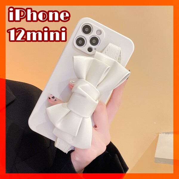 【iPhone12mini】iPhoneケース スマホカバー レザー リボン ホワイト 白 かわいい おしゃれ 韓国 #0098C #0011