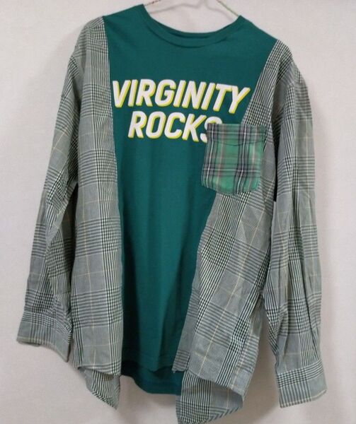 (F) 古着リメイク Tシャツ+シャツハンドメイド Tシャツ+シャツ
