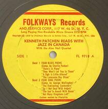 Kenneth Patchen/Reeds with Jazz In Canada/Folkways カナダ盤 オリジナル_画像3