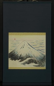 Art hand Auction 151 족자, 서명되지 않은, 후지산 지도 종이, 그림, 일본화, 풍경, 바람과 달
