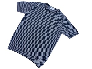 メンズ S ジョンスメドレー 最高級コットン クルーネックボーダーTシャツ S4667 ネイビー/ホワイト ビームス別注 イギリス製★同梱不可