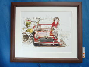 ★BOWイラスト額■モーリスミニクーパー1300S Mk2■No.17■Morris Mini Cooper■