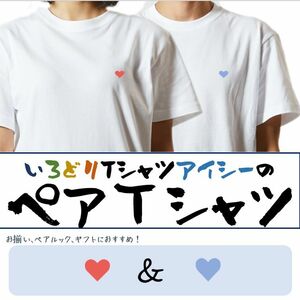 ペア半袖Tシャツ2枚セット【ハート＆ハート】愛/絆が深まるお揃いTシャツ