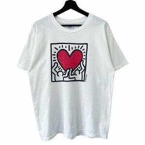 ■激レア■90s USA製 KEITH HARING ハート アート Tシャツ L XL キース ヘリング ビンテージ