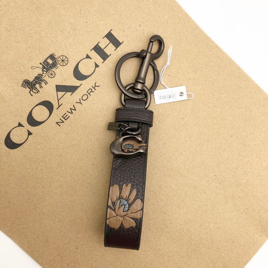 COACH チャーム 大人気 ループ バッグ チャーム フローラル プリント