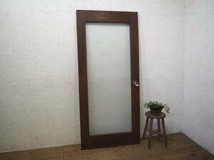 taM0766*[H177cm×W79,5cm] large one sheets glass. old tree frame door * fittings glass door gate entranceway door store furniture Cafe . material retro Vintage M under 