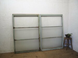 taI0392*(2)[H131cm×W88,5cm]×2 sheets * Vintage * paint. peel off . old tree frame glass door * fittings sliding door window glass retro car Be L under 
