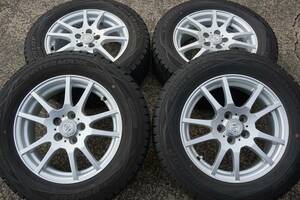 深溝８分～ダンロップ WM01 195/65R15 トヨタ用 WEDS JOKER 6J +43 PCD100 カローラツーリング スポーツ プリウス CT200 ウィッシュ*525im