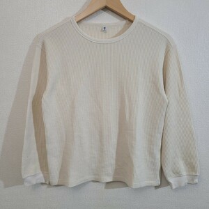 ★UNIQLO/ユニクロ/キッズ/子供服/150cm/長袖/Tシャツ/ワッフル/サーマル/トップス/ロンT/オフホワイト/ 長袖カットソー