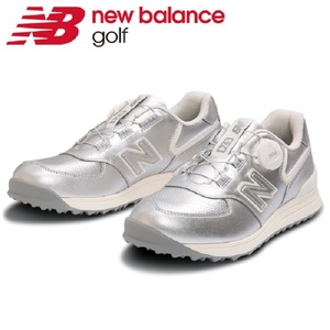 ★激安新品★ レディース ニューバランス 2022 WGBS574 シルバー 24.5cm ゴルフシューズ NEW BALANCE