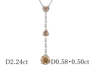 ダイヤモンド/2.24ct 0.58ct 0.50ct 0.20ct デザイン ネックレス K18WG