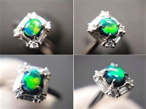 ◆美品◆PT900　ブラックオパール【遊色】　ダイヤモンド　リング　0.75ct　Ｄ0.32ct　ジュエリー　動画有り　CS-025_画像3