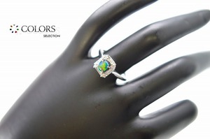 ◆美品◆PT900　ブラックオパール【遊色】　ダイヤモンド　リング　0.75ct　Ｄ0.32ct　ジュエリー　動画有り　CS-025