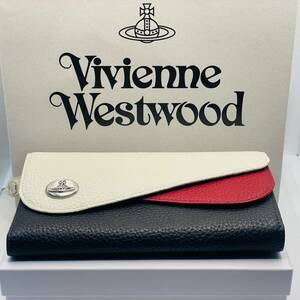 中古品 ヴィヴィアンウエストウッド Vivienne Westwood ダブルフラップ 長財布 マルチカラー レザー 