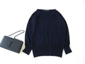 ☆イエナIENA☆ニット☆長袖☆NAVY☆ウール混☆F☆Vネック☆カシミア混☆ゆったりスタイル☆SLOBE☆