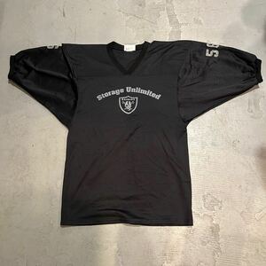 TEAMWORK NFL Raider sRAIDERS Vintage 80s 90s America USA made game jersey T-shirt M lip Stop black men's american football 